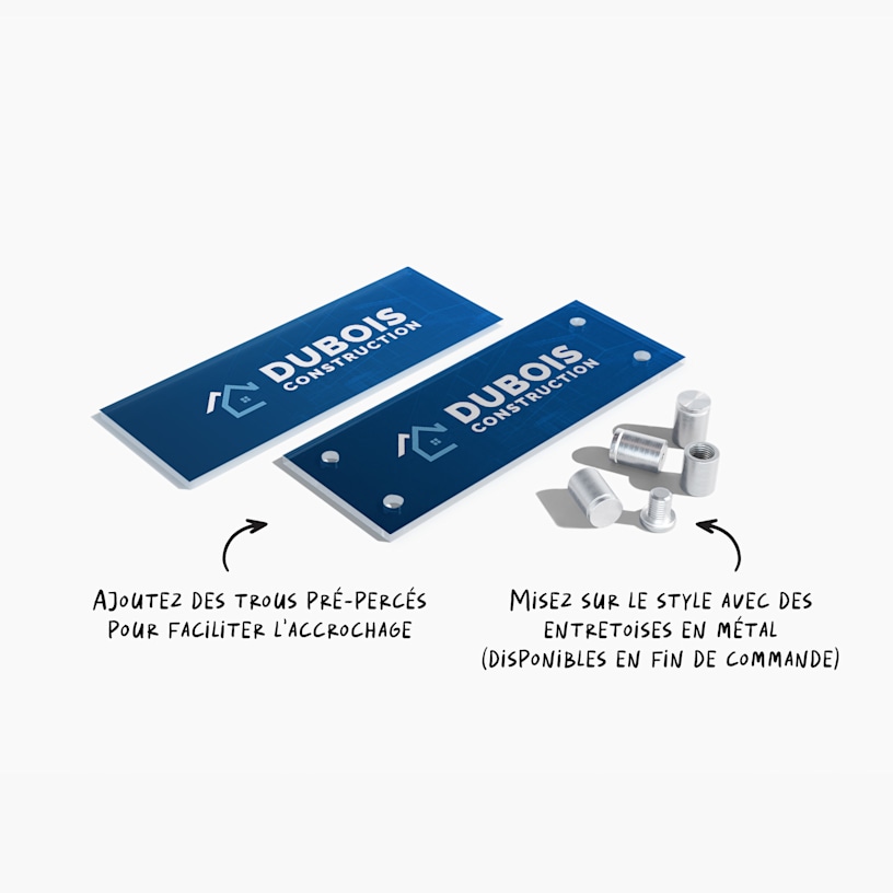 différence entre un panneau en acrylique avec des entretoises en métal et un panneau en acrylique sans entretoises 