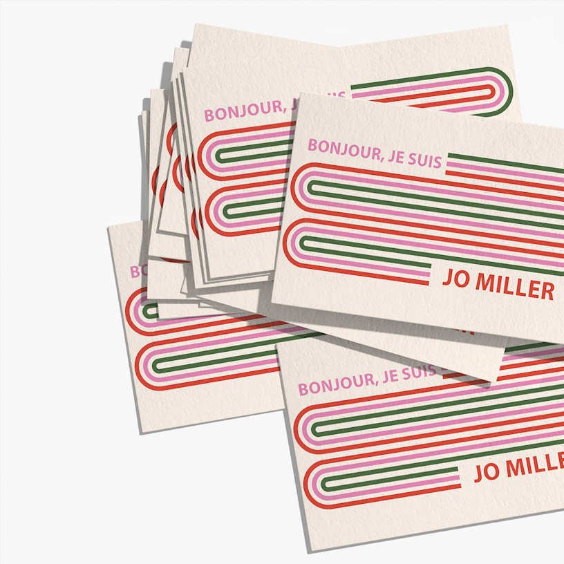 Cartes de visite en coton pour une personne nommée Jo Miller.