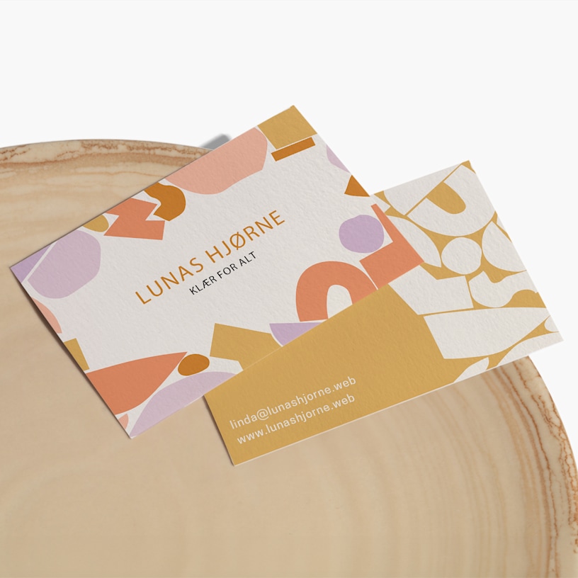 Visittkort av bomull for en detaljhandel. 