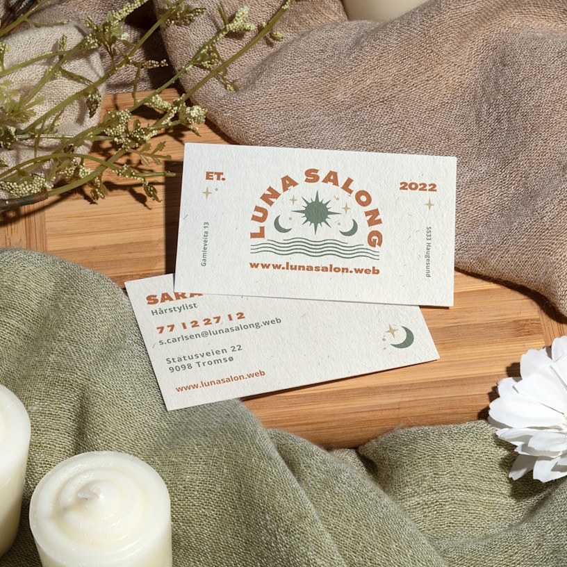 Visittkort av hamp til en messe. 