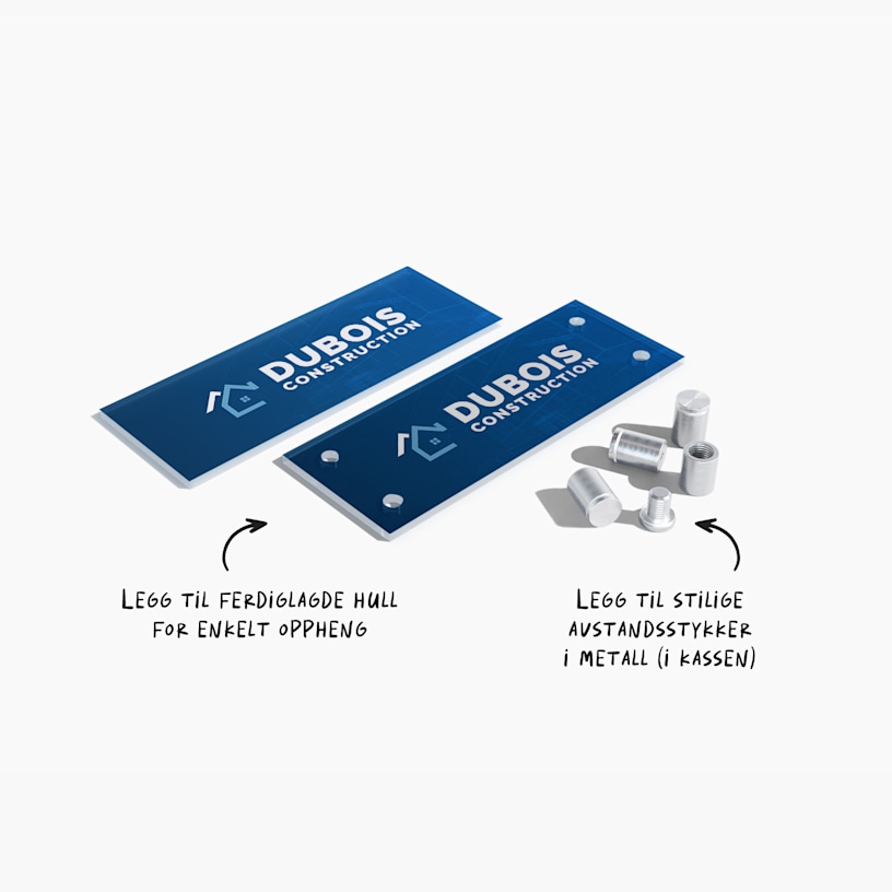 forskjellen på akrylskilt for bedrift med og uten avstandstykker i metall 