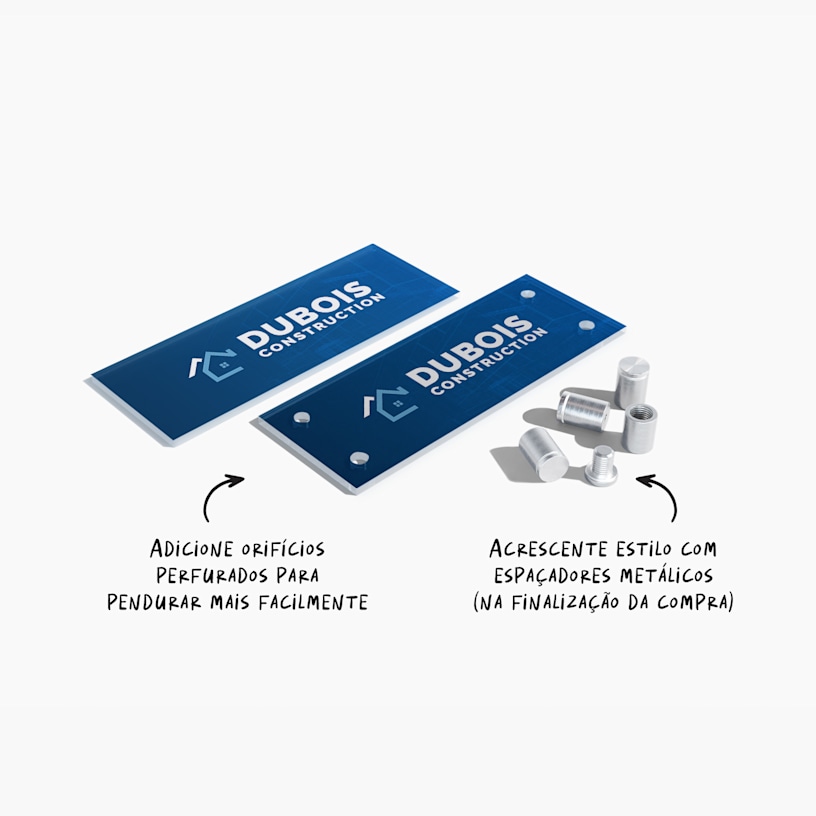 diferença entre placas de acrílico para empresas com e sem espaçadores de metal 