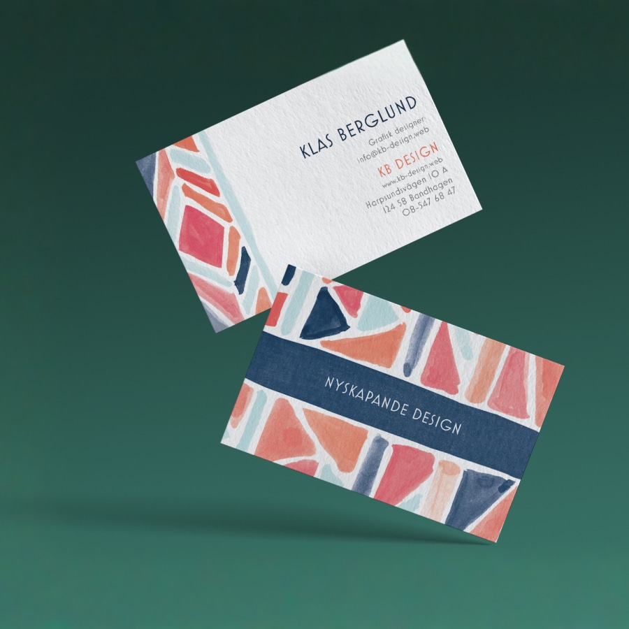 Visitkort i bomull för en person som heter Jon David.