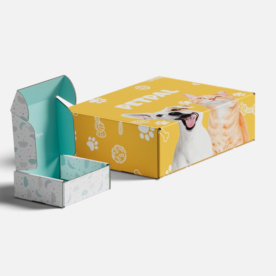 Two mailing boxes in different sizes, side by side.