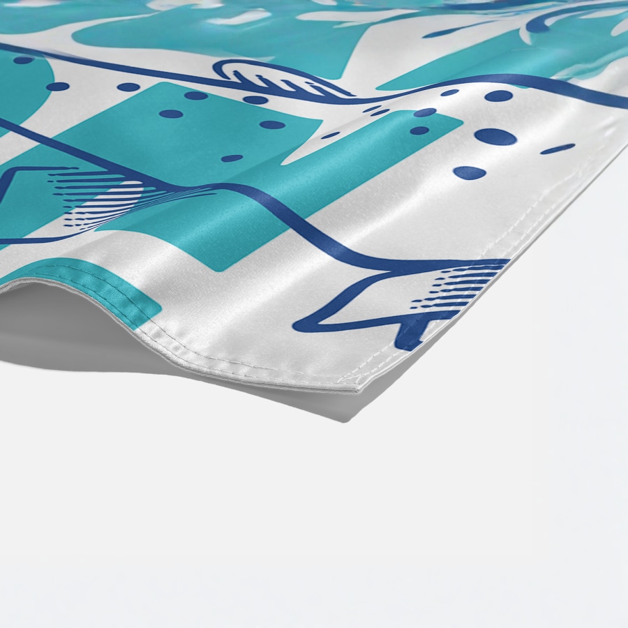 A closeup of the wall flags' weather-resistant polyester fabric.