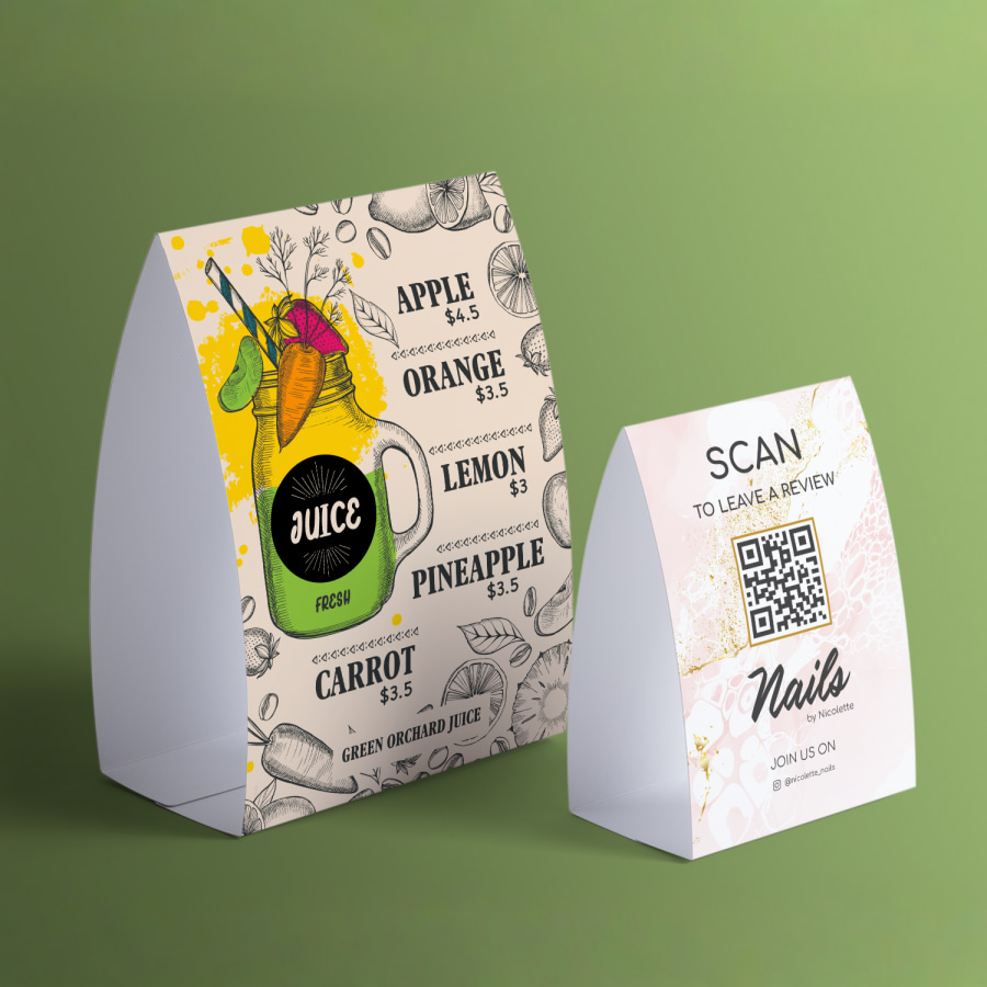 Table tent cards 