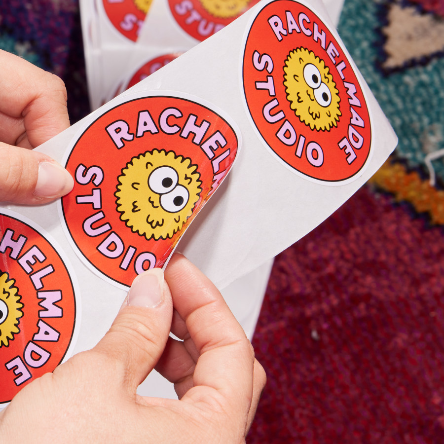 printed labels on a roll