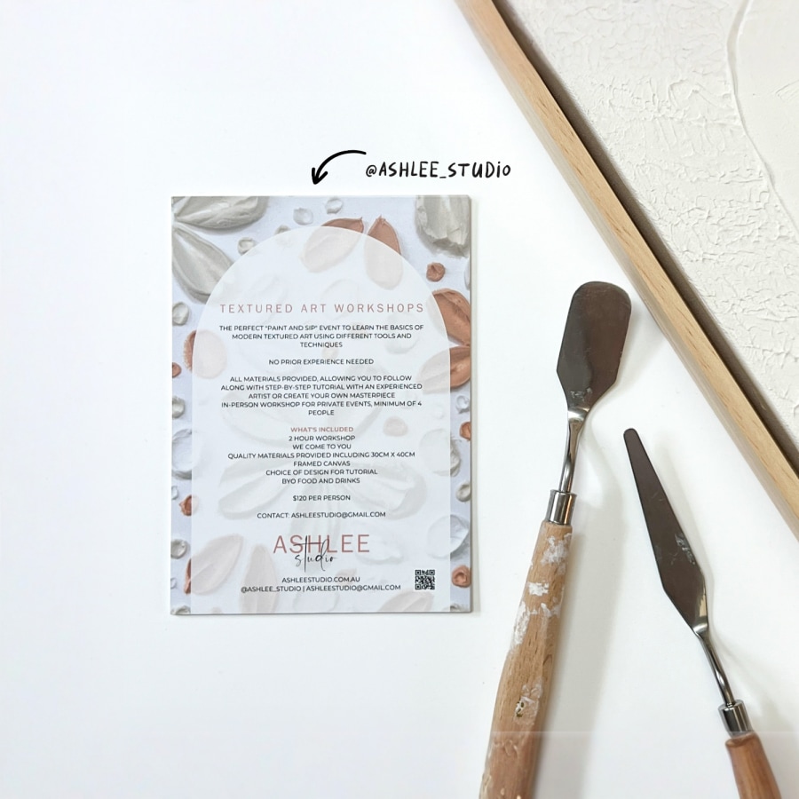 A flat flyer promoting an art workshop.