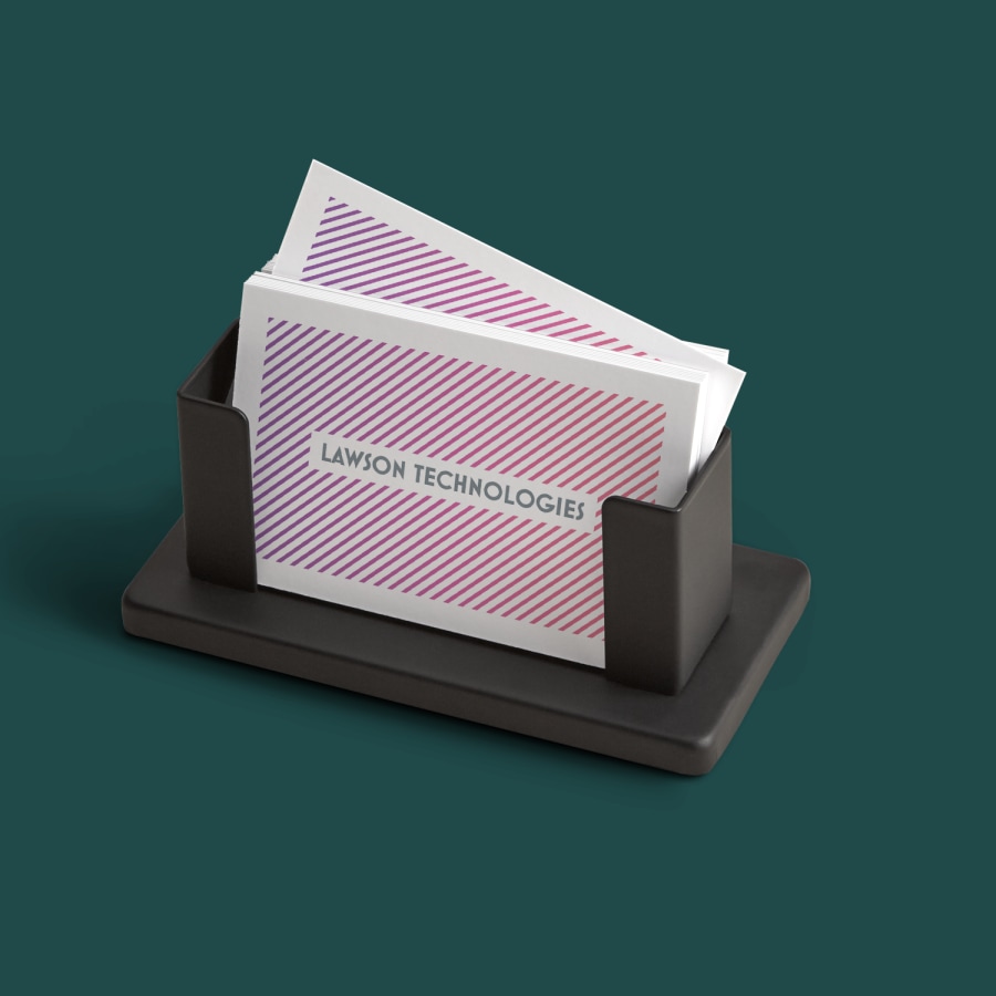 Steel desk business card holders