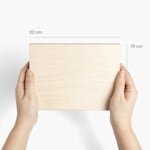 A wooden photo block listed by its size: 20 cm x 15 cm. 