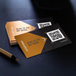 business card with scannable QR code for designer portfolio information