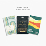 3 flat pouches 1 with a round hanging hole, 1 with a euro hanging hole and 1 with no hole.