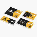 Four different sizes of Every Door Direct Mail postcards for a gym opening, displayed side by side.