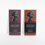 A silver embossed foil rack card and a gold embossed foil rack card for a retail store.