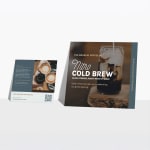 Two different sizes of square-shaped postcards for a local café.