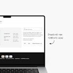 A laptop screen displaying an online template download page, with a written note, "Download the template here."