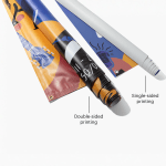 2 rolled up vinyl banners: One showcases double-sided printing and the other single-sided printing.