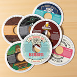 A variety of keg collars displayed on a surface.