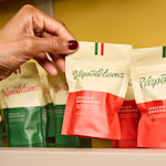 An image of italian seasoning in a stand-up pouch.