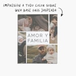 Una manta sudadera personalizada con fotos familiares, con una nota que dice "impresión a todo color sobre una base gris jaspeado".