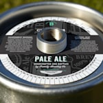 A pale ale keg collar featuring a government warning template.