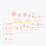 Custom napkins in various sizes personalized for a birthday party. 