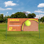 Une banderole de tennis soutenue par 2 poteaux en T de 6 pi.