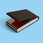 Black leather business card holder