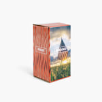 A full-color tuck top mailer box with an American flag image.