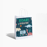 White paper bag with gold stars and text celebrating a 60th birthday.