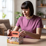 A brightly colored gable box sample.