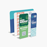  4 tension fabric displays featuring all the available sizes.