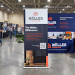 A retractable banner promoting a home renovation business. 