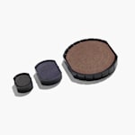 A medium black, large red and small blue rectangular replacement ink pad in their fold-out cases.