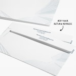 Business envelopes printed with the address of a counselling service on the flap, with a note that you can add your return address.