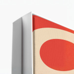 A close-up of where the fabric meets the frame, with a note pointing out the seamless aluminium frame.