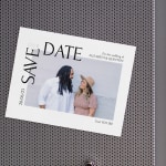 A magnetic save the date featuring a photo of a couple.