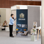 Custom tube banner stand with contact information and QR code