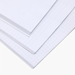 Close-up comparison of three notebook cover finishes – Soft Touch, Glossy and Matte lamination options.