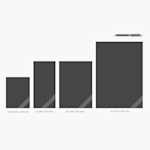 Four different notepad sizes, relative to a ballpoint pen: small, DL, A5 and A4.