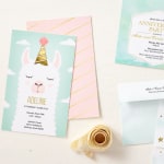 llama kids birthday party invite
