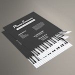 A custom perforated flyer is designed so the perforated tabs resemble piano keys.