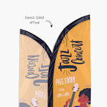 Single-sided sail flag promoting a jazz concert.