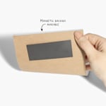 The magnetic backing on a custom notepad.