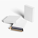 3 plain flat shipping boxes – 1 is filled with books.