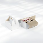 2 plain gable boxes: 1 is close and the other is open with 2 jams inside.