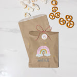 A favor bag personalized for a girl’s birthday.