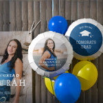 Two photo balloons personalized for graduation parties.