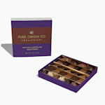 Slide-open box of chocolates from an artisan chocolatier.