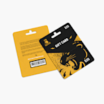 The front and back of a hanger tab with window gift card holder with a gift card to a gym.